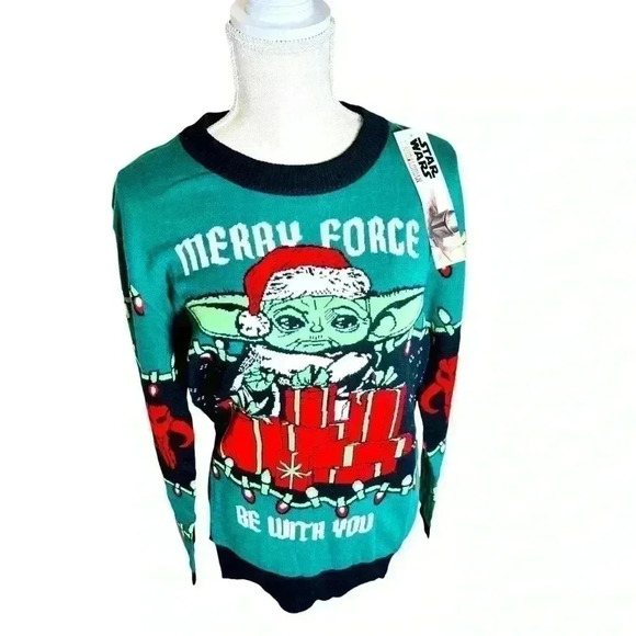 Star Wars Yoda Men’s Ugly Holiday Christmas Sweater Size Large - Picture 9 of 9